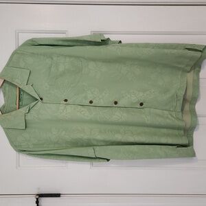 Tommy Bahama Light Green Casual Button Down Palm Print Shirt Size XL